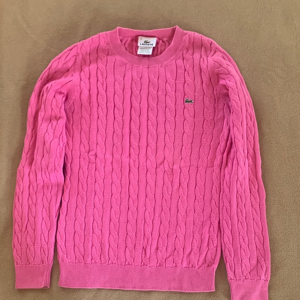 Lacoste Pink Cable Knit Women’s Sweater